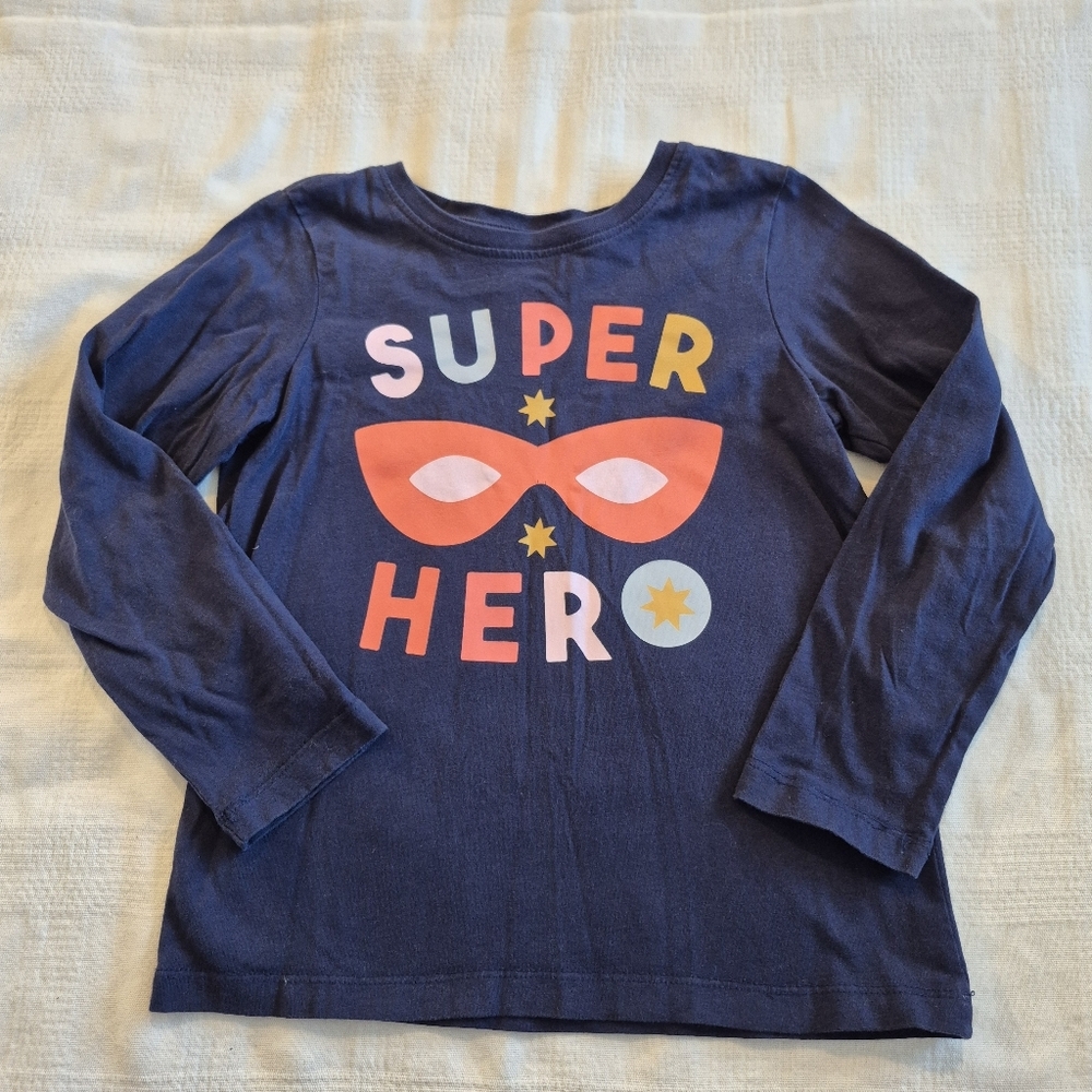 Hanna Andersson girls 120 or 6/7 navy long sleeve shirt VGUC
